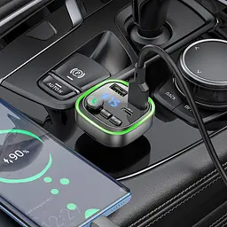 Автомобільний зарядний пристрій Borofone BC48 2 USB/Type-C/QC 18W з FM-модулятором (USB/TF card/bluetooth) чорний - мініатюра 2
