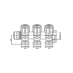Колектор з регулюючими вентилями на Roho 3 вих. R809-03 - 3/4"x3/4" Ek RO0250 - мініатюра 3