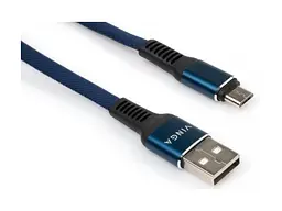 Кабель Vinga USB 2.0 AM to Micro 5P 1m flat nylon blue (VCPDCMFNB1B)