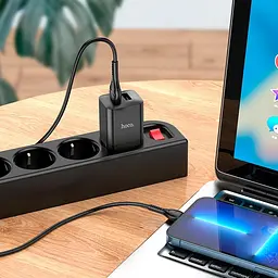 Набір блок і кабель Hoco N25 Maker + Lightning Cable dual port 2USB 2.1A білий - мініатюра 2