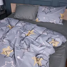 Простирадло MirSon Сатин 22-1373 Gray Starry Sky 150х220 см (2200010474763) - мініатюра 2