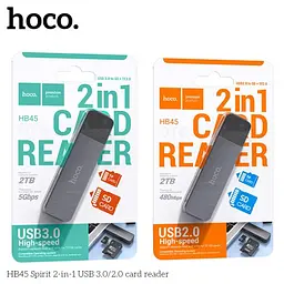 Картрідер Hoco HB45 Spirit 2 в 1 USB 3.0 card reader сірий - мініатюра 4