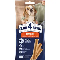 Набір ласощі для собак Club 4 Paws великих та середніх порід з індичкою 12 г х 3 шт.