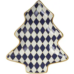 Тарілка сервірувальна MBM HOME Graphic Ritual 215х175х23 мм синє-біла (KP-157 BLUE/WHITE)
