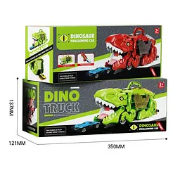 Автовоз трейлер динозавр трансформер Dino T-Rex 3в1 8 машинок синій - мініатюра 5