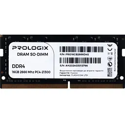 Модуль пам'яті для ноутбука SoDIMM DDR4 16GB 2666 MHz Prologix (PRO16GB2666D4S)