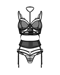 Комплект білизни Obsessive Premesis Black otwarty L/XL (чорний) - мініатюра 5