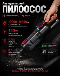 Пилосос Voin вологе та сухе прибирання 120 Вт (V-82CL) - мініатюра 3