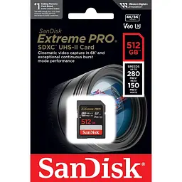Карта пам'яті SanDisk SDXC Extreme Pro 512GB UHS-II U3 V60 Class 10 (SDSDXEP-512G-GN4IN) [136569] - мініатюра 4