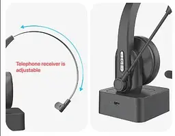 Бездротова Bluetooth-гарнітура Opptel BH63S з поворотним мікрофоном та USB-ресивером 2.4G (Чорний) - мініатюра 6