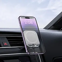 Автотримач Hoco HW17 магнітний з бездротовою зарядкою 15W білий - мініатюра 2
