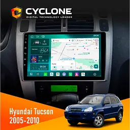 Штатна магнітола Hyundai Tucson 2005-2010 Black Cyclone C10-013 4x64 DSP 4G Cyclone (НФ-00008787)