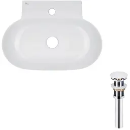 Умивальник Qtap Cardinal підвісний/накладний овальний 565x400x130 мм White + донний клапан PU02, Білий