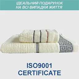 Набір жакардових рушників Lovely Svi для ванної 70х140 см + 34 х 75 см Версаче Бежевий 2 шт. (2561103) - мініатюра 4