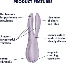 Кліторальний вібратор Satisfyer Threesome 2 Violet, 3 гнучкі пальчики, 3 мотори - мініатюра 6