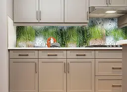 Кухонний фартух Happy Pocket Дощ на склі вініловий ПВХ наклейка для кухні зелений 60х300 см Z180266