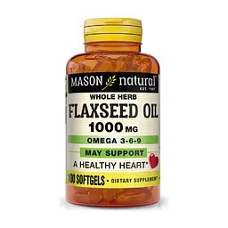 Жирні кислоти Mason Natural Лляна олія 1000мг, Омега 3-6-9, Flax Seed Oil 1000mg Omega 3 (MAV13131)