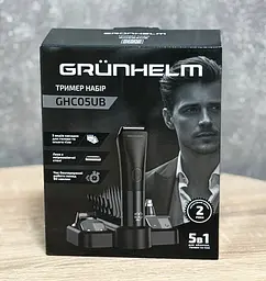 Універсальний чоловічий триммер Grunhelm GHC05UB 5в1 живлення акумулятор та мережа 3.7 Вт Чорний - мініатюра 2