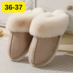 Жіночі домашні капці з хутром Slippers теплі м’які закриті тапочки для дому 36-37 бежевий KT8003821 - мініатюра 2
