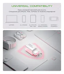 Зарядний пристрій AR372 GaN 45W White, 2 порти USB-C і USB-A, підтримка Power Delivery 3.0 і PPS, швидка зарядка для планшетів і смартфонів, ArmorStandart (ARM77550) - мініатюра 6