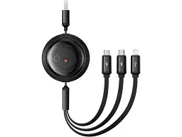 Кабель BASEUS Free2Draw 3-in-1 Retractable Crystal 1.1m Cluster Black (P10368700111-02)