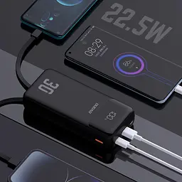 Універсальна мобільна батарея Dudao 30000mAh K15 MAX 22,5W PD,QC, USB-A, Lightning, USB-C In/Out, with USB-C/Lightning cables - мініатюра 4