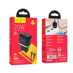 Адаптер зарядний пристрій HOCO Type-C to Type-C - Victorious single port charger set N24 чорний набір - мініатюра 5