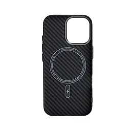 Карбоновый чехол для Apple iPhone 17, LikeCarbon2 MagCase, черный, тонкий защитный чехол-панель из поликарбоната с магнитами N52, MagSafe, противоударный, совместим с беспроводной зарядкой, приподнятые края для защиты камеры, ArmorStandart (ARM86257) - мініатюра 2