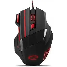 Миша Esperanza MX201 Wolf чорний/Red USB оптична 800-2400 dpi 7 кнопок червоне підсвічування 1.5 м (EGM201R)