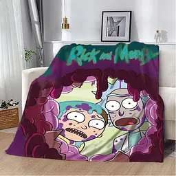 Плед плюшевий на подарунок 3D Rick and Morty 160х200 см