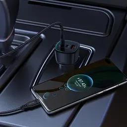 Автомобільний зарядний пристрій Acefast B18 200W(2USB-C+USB-A)fast car charger Black (6974316285953) - мініатюра 7