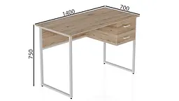 Комп'ютерний стіл Ferrum-decor Таккота 75x140x70 білий ДСП Дуб Артізан 32мм (FRD-102134) - мініатюра 2