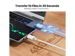 Кабель USB Type-C UGREEN US264 Type-C to Type-C PD QC4.0 60W 2m White (60520) - мініатюра 5
