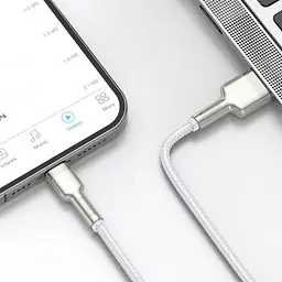 Кабель Baseus Cafule Metal Series Data Cable USB to Lightning 2.4A 1m CALJK-A02 White - мініатюра 6