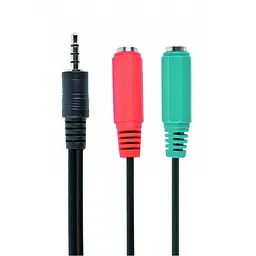Аудіо-кабель Cablexpert CCA-417 3.5мм 4-pin "папа"/ 3.5 мм стерео "мама"+микрофон "мама", чорний