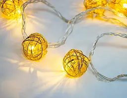 Декоративна гірлянда для інтер'єру (Xmas Golden Ball WW-1, 2 м, 10 LED, жовта) дротові кульки (ST) - мініатюра 3
