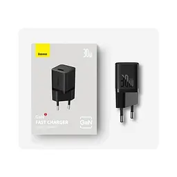 Сітчасте зарядне пристрій Baseus GaN5 Fast Charger(mini) 1C 30W EU чорний - мініатюра 2