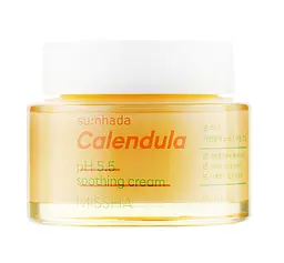 Заспокійливий крем з календулою для чутливої шкіри обличчя Su:Nhada Calendula pH 5.5 Soothing Cream Missha 50 мл - мініатюра 2