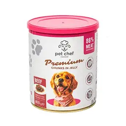 Вологий корм для дорослих собак Pet Chef, шматочки в желе з яловичиною 800 г - мініатюра 5