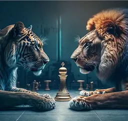 Набір для творчості алмазна картина Тигр з левом Strateg HEE13830, 30x30 см
