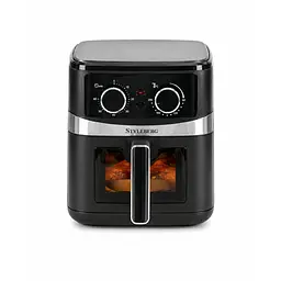 Аерофритниця безмасляна аерогриль Styleberg 1572G 7.5 л фритюрниця для сімейних обідів 1700 Вт Чорна