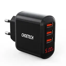 Мережевий зарядний пристрій Choetech (3USBх2.4A) Black (Q5009-EU) - мініатюра 3