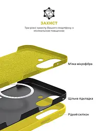 Силиконовый чехол с MagSafe для Apple iPhone 16, ICON2 MagCase, желтый, противоударный, панель с мягкой подкладкой, защита всего корпуса, поддержка беспроводной зарядки, совместим с защитными стеклами и пленками, ArmorStandart (ARM81315) - мініатюра 6
