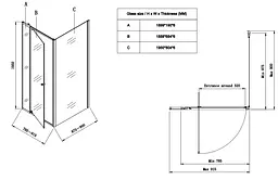 Душова кабіна без піддону Koer SR SC05-90x90x195-TR-01 прозоре скло Easy Clean 6 мм, хром KR5363, Універсальна, прозорий, хром - мініатюра 10
