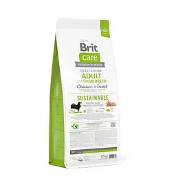 Сухий корм Brit Care Dog Sustainable Adult Medium Breed для собак середніх порід, з куркою та комахами, 12 кг - мініатюра 3