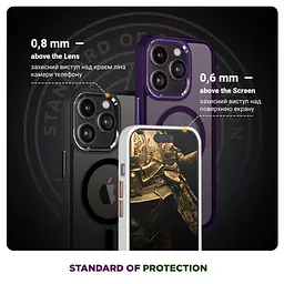 Чехол Apple iPhone 14, Unit MagSafe, фиолетовый, прозрачный, магсейф, противоударный, магнитный, панель-накладка с поддержкой MagSafe, с поддержкой беспроводной зарядки, TPU+PC, защита всего корпуса, ударопрочный, ArmorStandart (ARM74854) - мініатюра 4