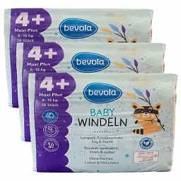Підгузки Bevola Baby 4+ Maxi Plus (8-15 кг), 114 шт