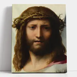 Інтер'єрна картина Голова Христа, Антоніо да Корреджо, Antonio da Correggio, Head of Christ, релігійний декор, 60×48 см (id6969)