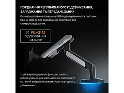 Настільна стійка Anda Seat Stealth Pro II RGB 17-42 Black (AD-W-A9X-1S-BB) - мініатюра 10