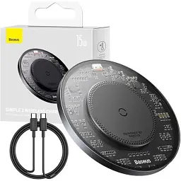Бездротовий зарядний пристрій Baseus Simple 2 Wireless Charger 15 W with Cable Type-C To Type-C 24 W 12 V 2 A 1 - мініатюра 7
